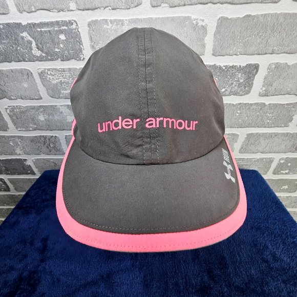 Under Armour Run Hat Women's OSFA Gray Pink Strapback Lightweight Running Casual - Picture 2 of 8
